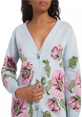 Oscar de la Renta Poppies Jacquard Cotton Cardigan