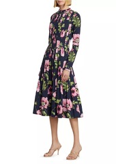 Oscar de la Renta Poppies Stretch-Cotton Poplin Shirtdress