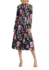 Oscar de la Renta Poppies Stretch-Cotton Poplin Shirtdress