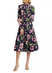 Oscar de la Renta Poppies Stretch-Cotton Poplin Shirtdress