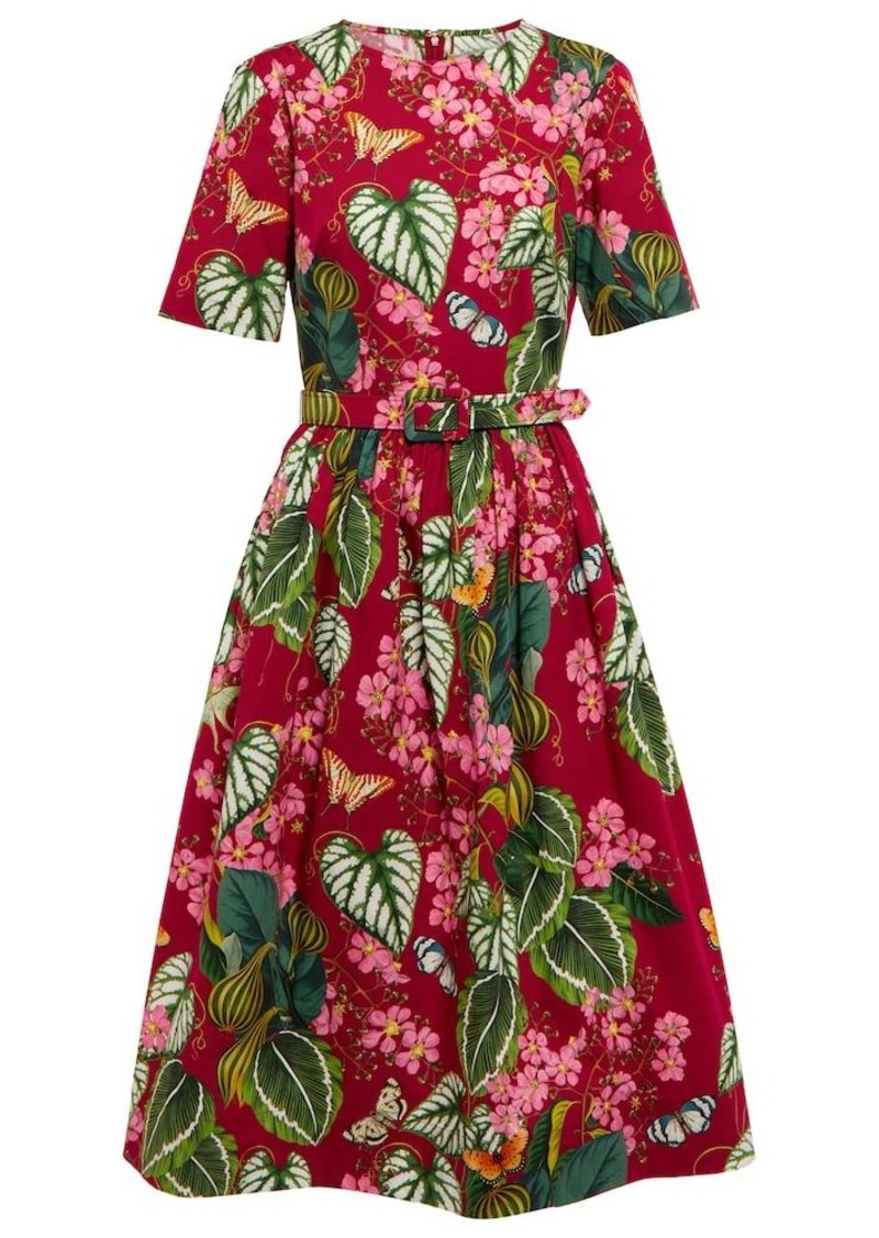 Oscar de la Renta Printed poplin midi dress