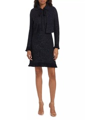 Oscar de la Renta Sequined Tieneck Knit Jacket