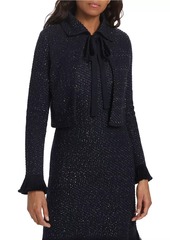 Oscar de la Renta Sequined Tieneck Knit Jacket