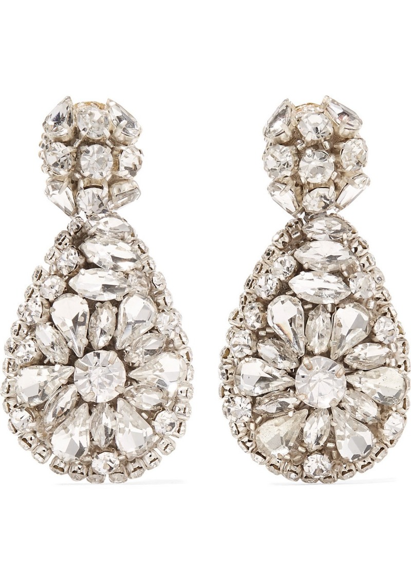 Silver-tone Crystal Clip Earrings