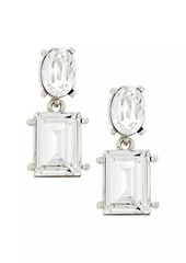 Oscar de la Renta Silvertone & Glass Crystal Drop Earrings