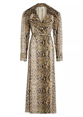 Oscar de la Renta Snake Cotton Double-Breasted Trench Coat