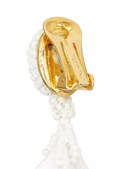 Oscar de la Renta Spring 2024 Classic Mini Impatiens C Goldtone & Bead Earrings