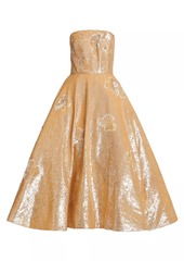 Oscar de la Renta Strapless Sequin-Embellished Full-Skirt Gown