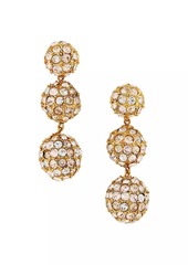 Oscar de la Renta Tri Goldtone & Crystal Ball Drop Earrings