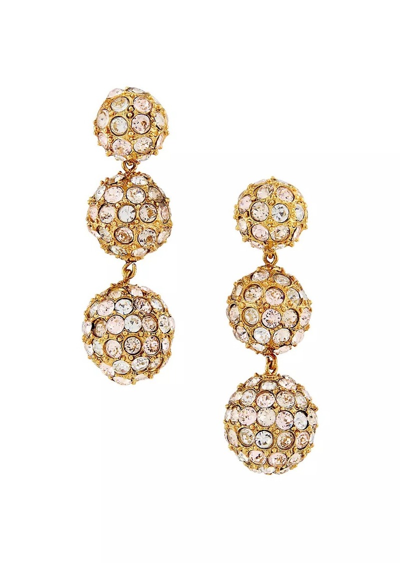 Oscar de la Renta Tri Goldtone & Crystal Ball Drop Earrings