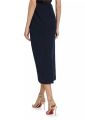 Oscar de la Renta Tweed Embroidered Midi-Skirt