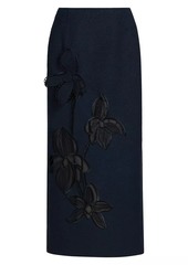 Oscar de la Renta Tweed Embroidered Midi-Skirt