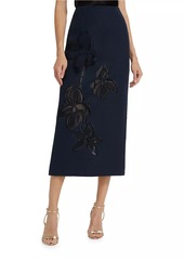 Oscar de la Renta Tweed Embroidered Midi-Skirt