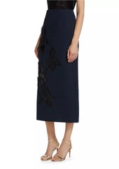 Oscar de la Renta Tweed Embroidered Midi-Skirt