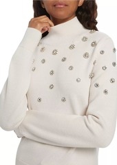 Oscar de la Renta Wool Crystal-Embellished Turtleneck Sweater