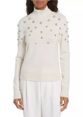 Oscar de la Renta Wool Crystal-Embellished Turtleneck Sweater