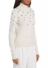 Oscar de la Renta Wool Crystal-Embellished Turtleneck Sweater