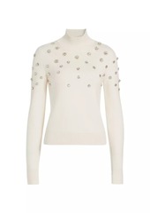 Oscar de la Renta Wool Crystal-Embellished Turtleneck Sweater