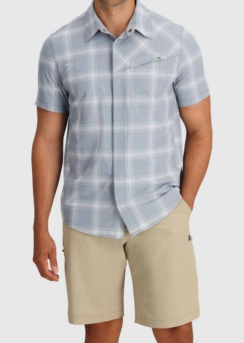 Outdoor Research Men's Astroman Short Sleeve Sun Shirt In Lead Plaid