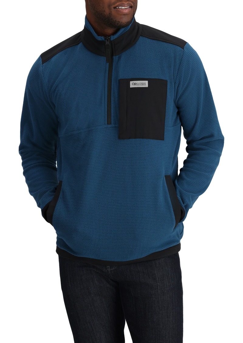 Outdoor Research Trail Mix Colorblock Quarter Zip Pullover in Harbor/Black at Nordstrom Rack