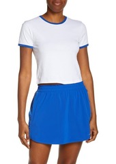 Outdoor Voices Organic Cotton Ringer Tee in White/Ov Blue at Nordstrom
