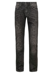 Ovadia & Sons Slim Washed Leopard-Print Jeans