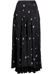 Paco Rabanne floral-embellished satin skirt