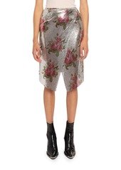 Paco Rabanne Floral-Print Chainlink Aluminum Wrap Skirt