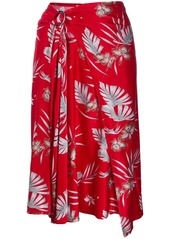 Paco Rabanne foliage-print belted skirt