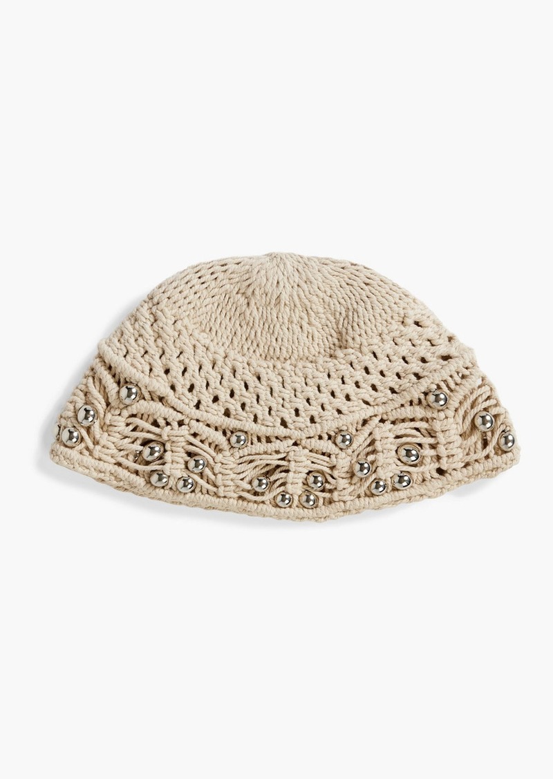 Paco Rabanne - Bead-embellished macramé beanie - White - S