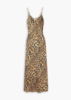 Paco Rabanne - Chain-embellished leopard-print satin maxi dress - Animal print - FR 40