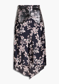 Paco Rabanne - Chainmail-paneled floral-print satin skirt - Black - FR 36