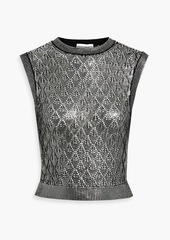 Paco Rabanne - Coated metallic pointelle-knit top - Metallic - S