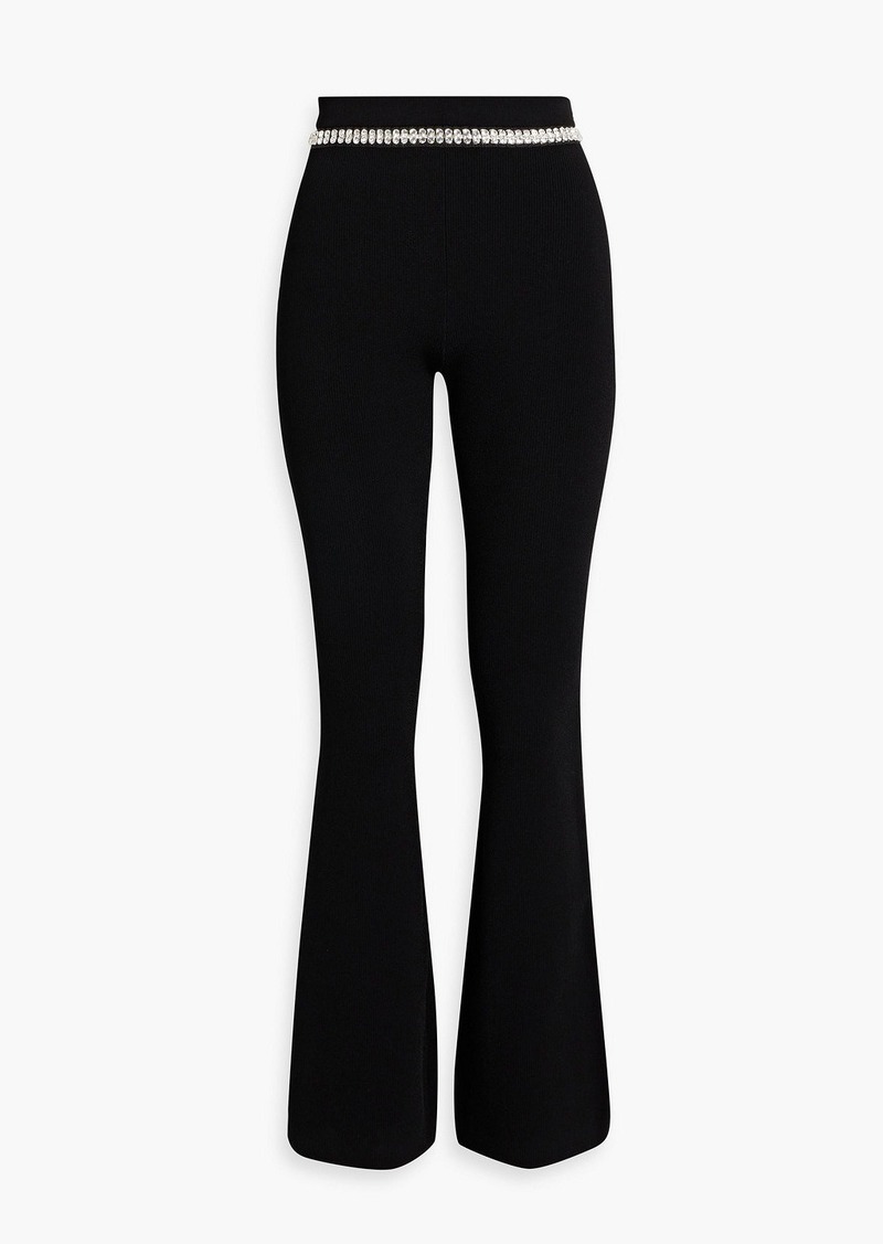 Paco Rabanne - Crystal-embellished ribbed-knit bootcut pants - Black - S