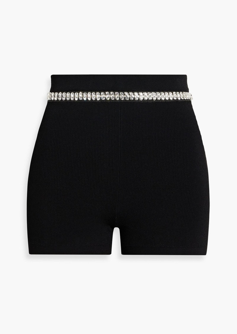 Paco Rabanne - Crystal-embellished ribbed-knit shorts - Black - M