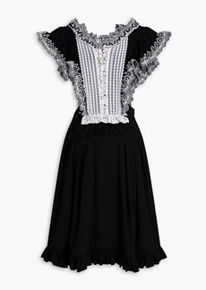 Paco Rabanne - Lace-paneled ruffled cady dress - Black - FR 38