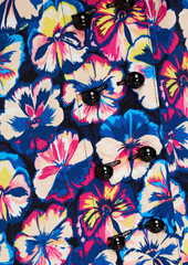 Paco Rabanne - Cutout ruched printed crepe midi skirt - Blue - FR 36