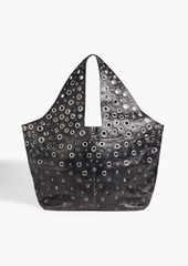 Paco Rabanne - Eyelet-embellished cracked-leather tote - Black - OneSize