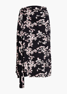 Paco Rabanne - Floral-print satin jersey midi wrap skirt - Black - FR 36