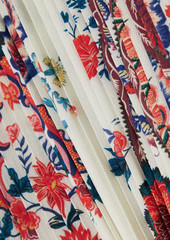 Paco Rabanne - Lace-trimmed floral-print plissé-crepe de chine shorts - White - FR 34