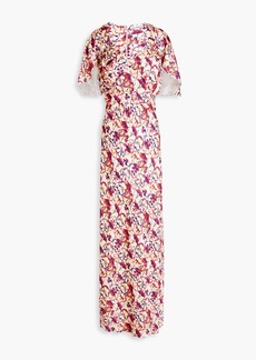 Paco Rabanne - Ruffled floral-print satin maxi dress - Multicolor - FR 36