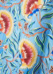 Paco Rabanne - Ruffled floral-print satin maxi skirt - Blue - FR 40