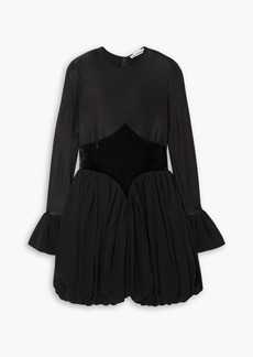 Paco Rabanne - Velvet-paneled crepe de chine mini dress - Black - FR 36