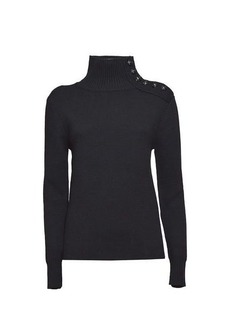 PACO RABANNE Black turtleneck pullover with logo buttons Paco Rabanne