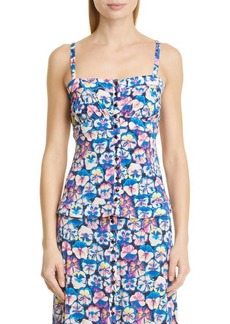 paco rabanne Blue Moon Pansy Button-Up Tank in V407 Blue Moon Pansy at Nordstrom
