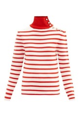 Paco Rabanne Button-embellished striped virgin wool sweater