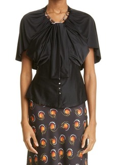 paco rabanne Chain Detail Jersey Blouse in Black at Nordstrom