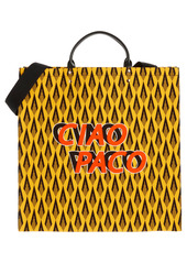 paco rabanne Ciao Paco Print Canvas & Leather Tote in Yellow Ciao Paco at Nordstrom