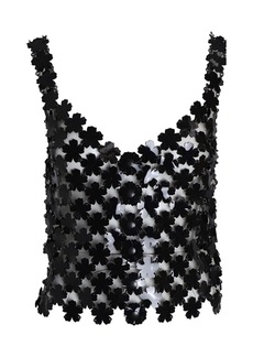 Paco Rabanne Flower Chain-Mail Tank Top in Black Polyurethane