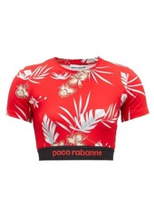 Paco Rabanne Hawaiian-print jersey cropped top